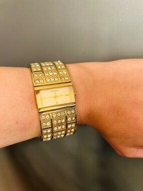 Dkny Gold Crystal Pavé Bracelet Watch